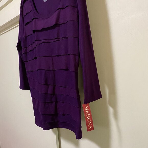 NWT - Merona, purple long sleeve, layered tunic, size XL - Picture 4 of 9